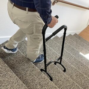 New Stair Climbing Assist Cane by Rock Steady Cane Lets You Walk Up and Down Stairs Easily with Less Pain. Perfect Step Helper for Those with Sore HIPS and Knees