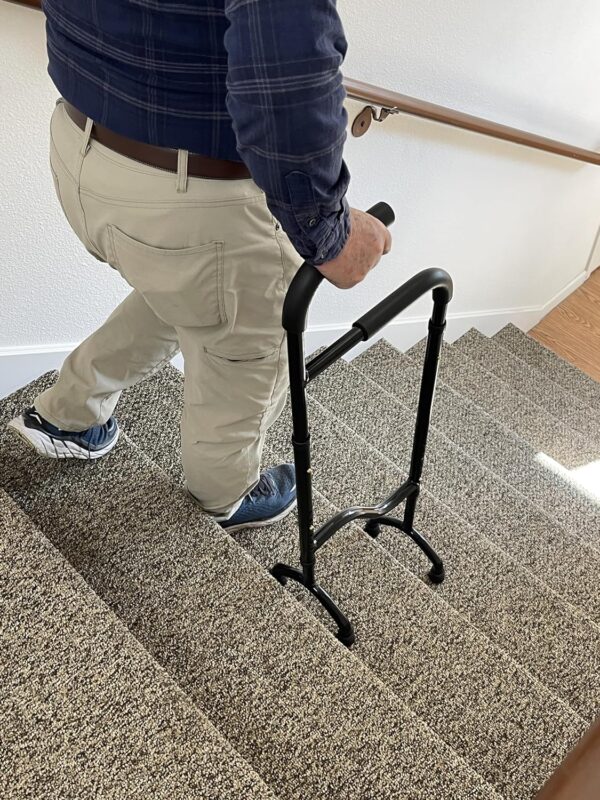 New Stair Climbing Assist Cane by Rock Steady Cane Lets You Walk Up and Down Stairs Easily with Less Pain. Perfect Step Helper for Those with Sore HIPS and Knees